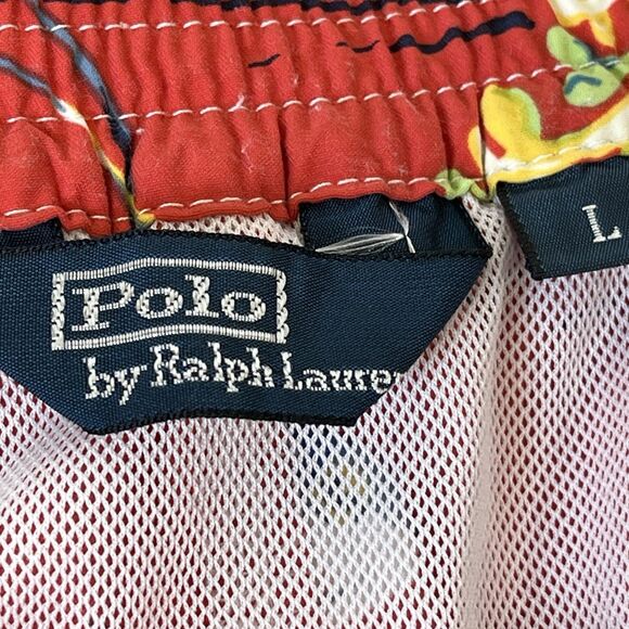Polo‎ Ralph Lauren Mens Orange Graphic Marlins Swim Trunks Board Shorts Sz Large - Picture 7 of 12